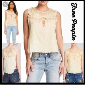 Free people  vintage embroidered cutout top